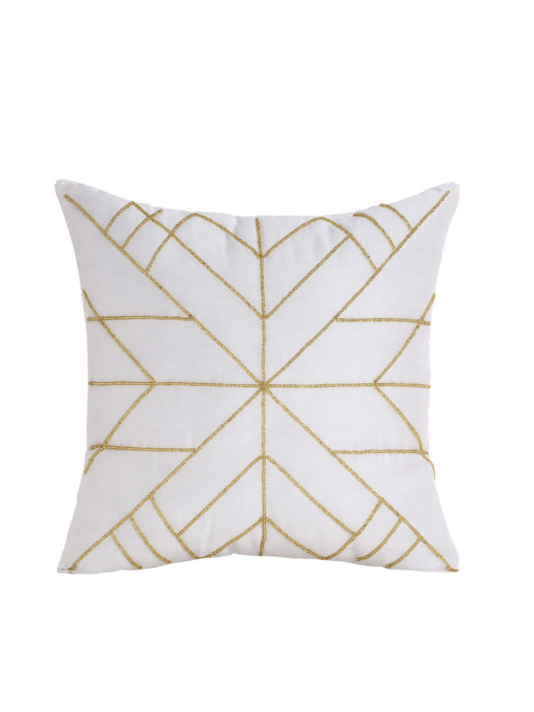 Off-White Embellished Square Cushion Covers – Decorative Accent – 40x40 cm – Set of 2