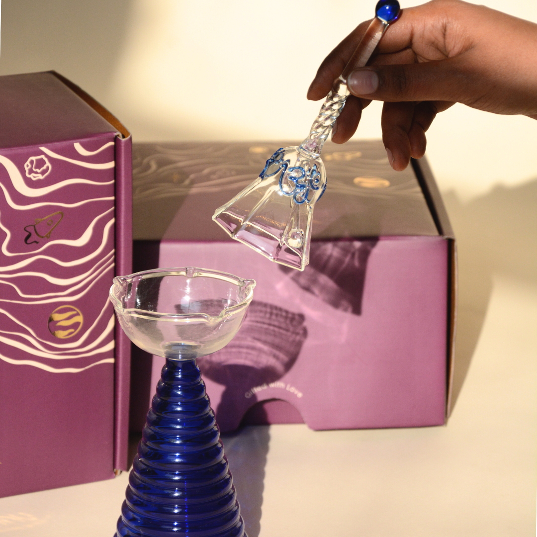 Glass Ringing Bell Candle Holder - Modern Diya Design