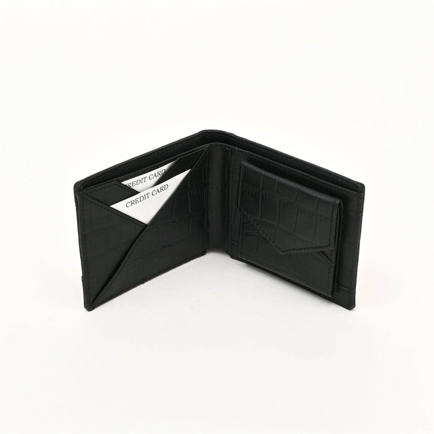 Premium Black Croc Look Napa Leather Wallet – Slim Design