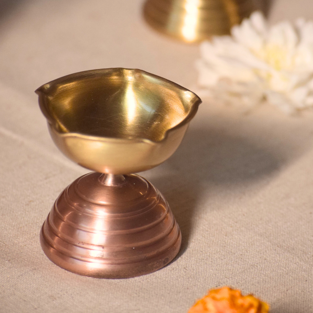Brass & Copper Candle Holder - Sculptural Modern Design