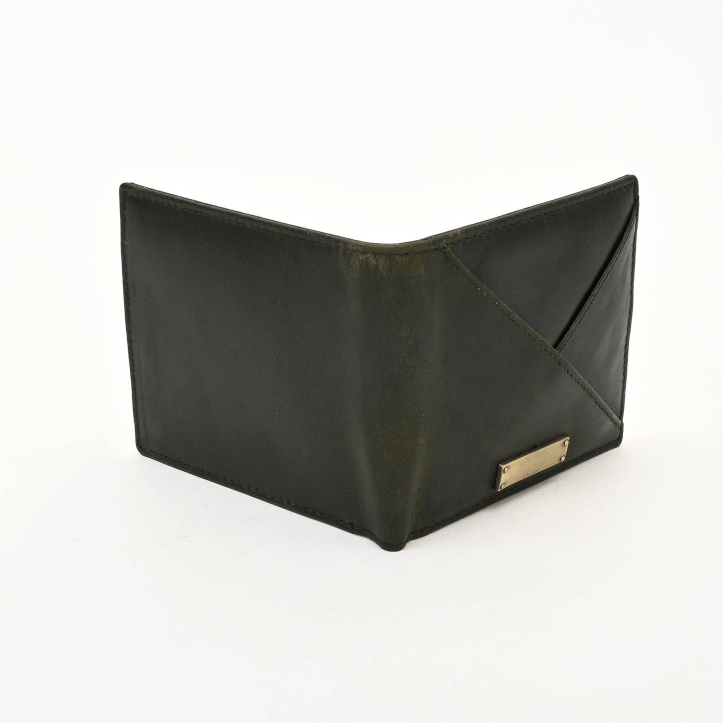 Green Full Grain Leather Wallet with Coin Pocket for Men