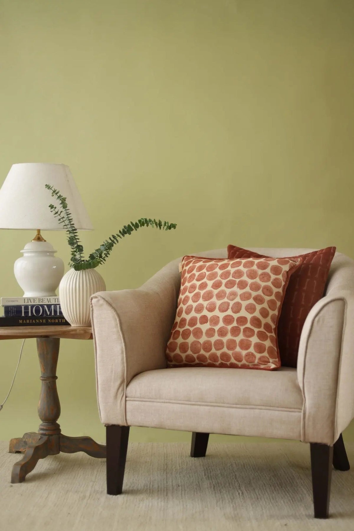 Twig Rhubarb Embroidered Velvet Cushion Cover SanctuaryLiving