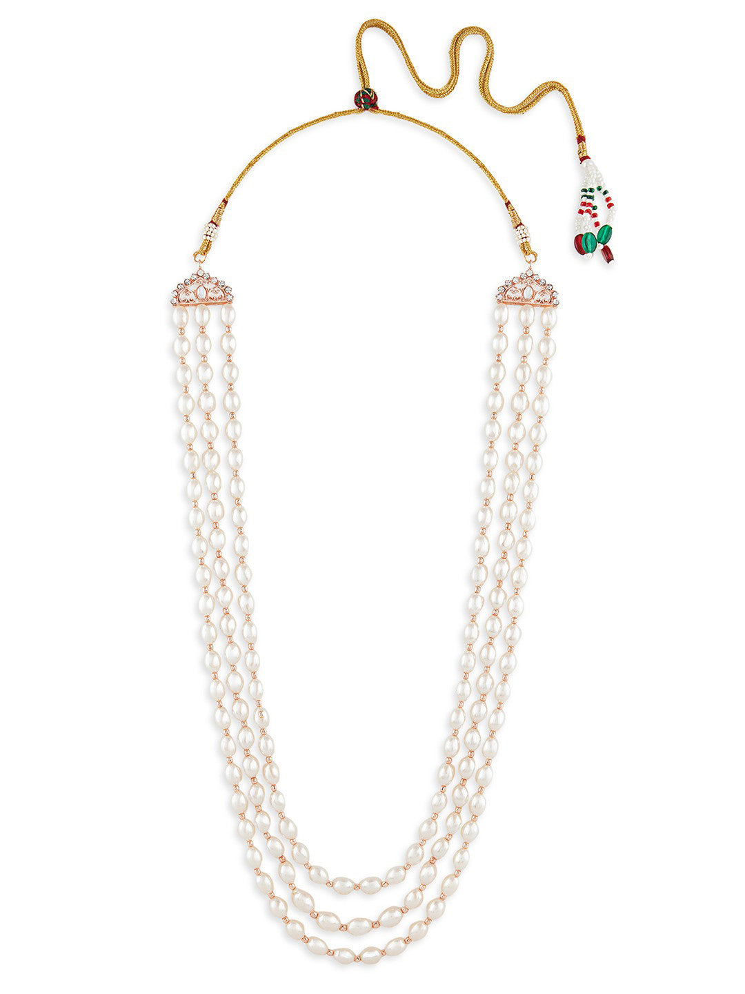 Rose Gold-Plated Layered Necklace – Adjustable Necklace – Alloy with Pearls – 64cm Length