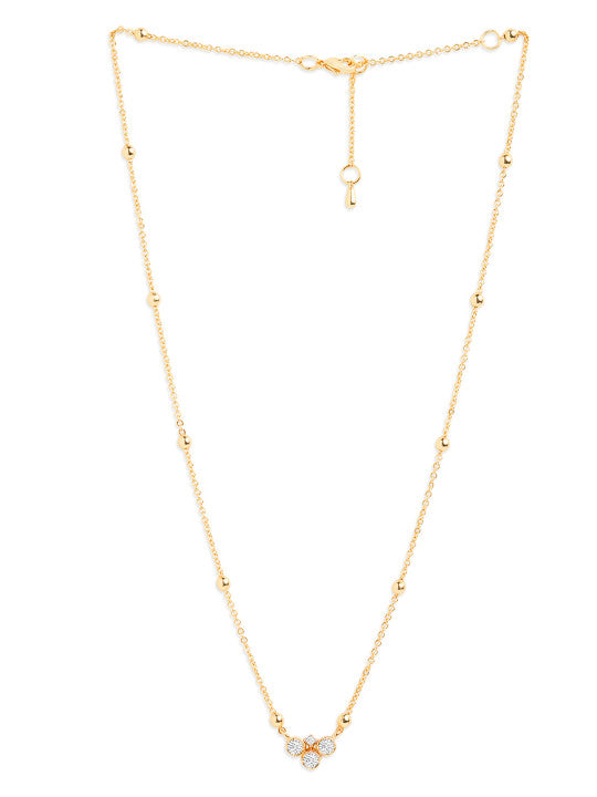 Clover Shaped Decorative Necklace –  Gilded Brass, Handcrafted Design
