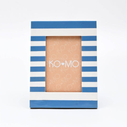 Blue Striped Resin Photo Frame 4x6 Inch Modern Tabletop