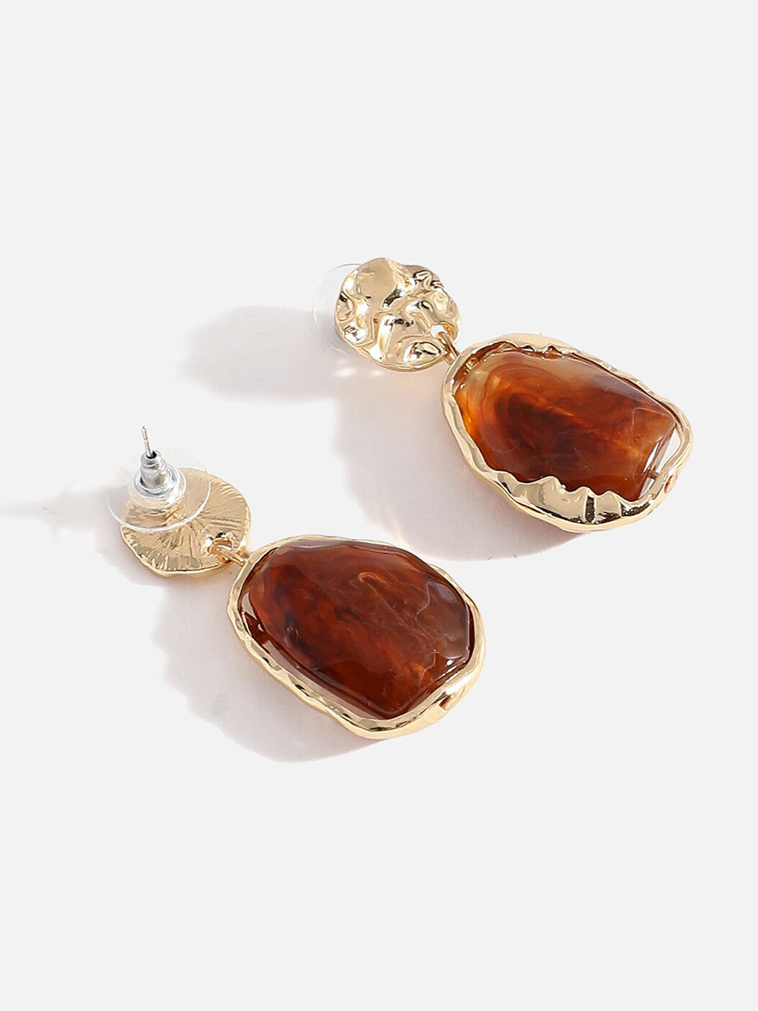 Contemporary Drop Earrings – Gold-Plated – Artificial Stones – 3.5cm x 3cm