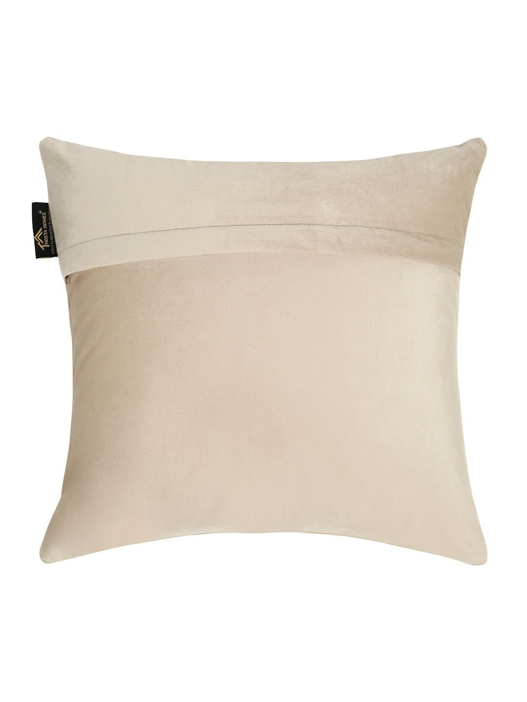 Set of 3 - Cream Embroidered Velvet Square Cushion Covers – Durable Upholstery