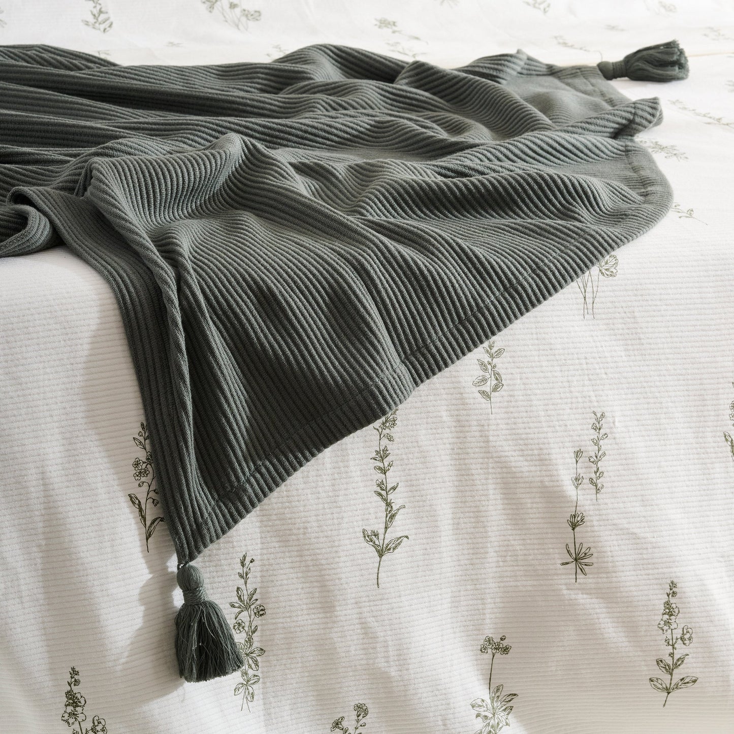 Throw Blanket | Cotton Bamboo Cord Rib | | Corn Row