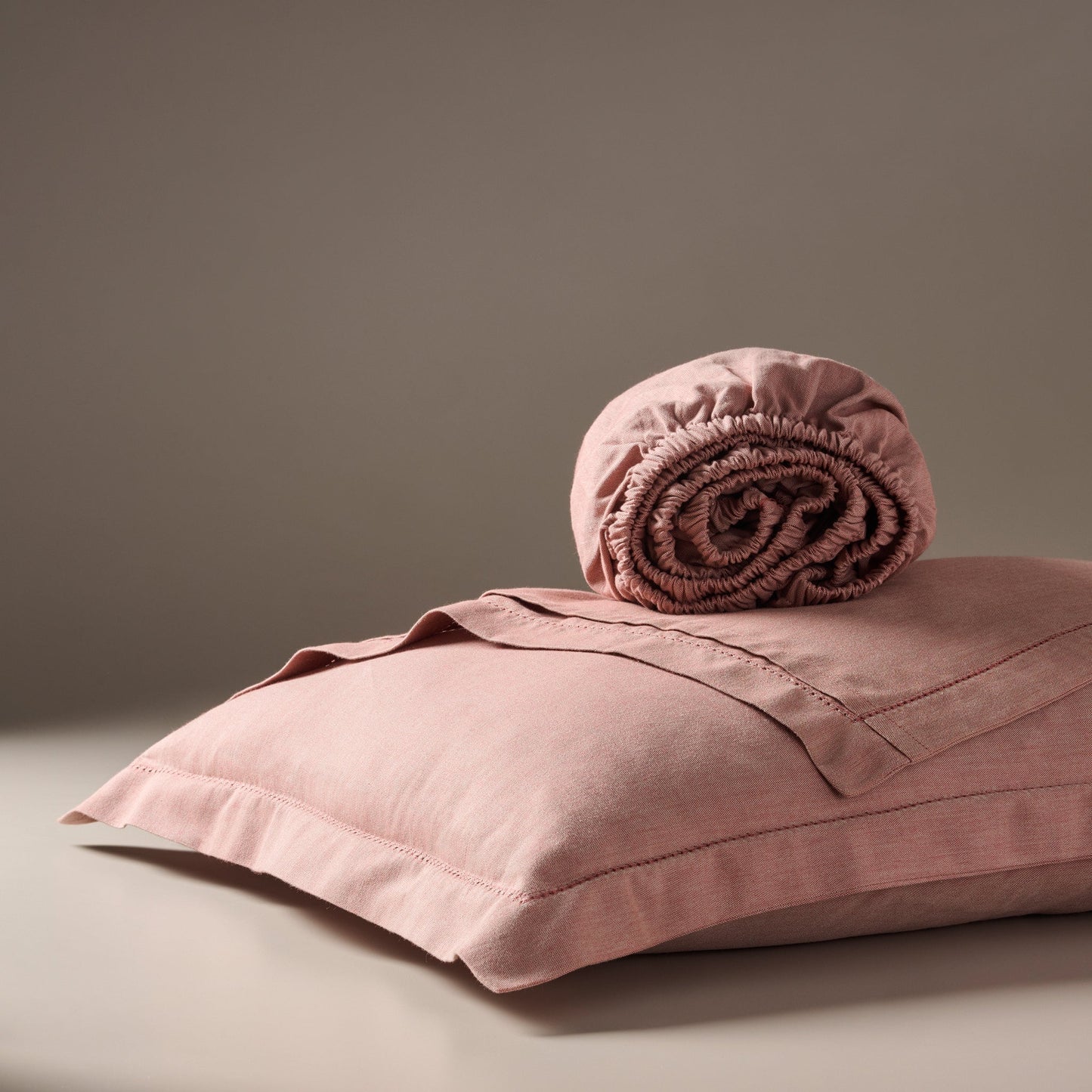 Bedsheet | Cotton Bamboo Chambray Dual-Tone | Rustic Terracotta With 2 Pillow Shams