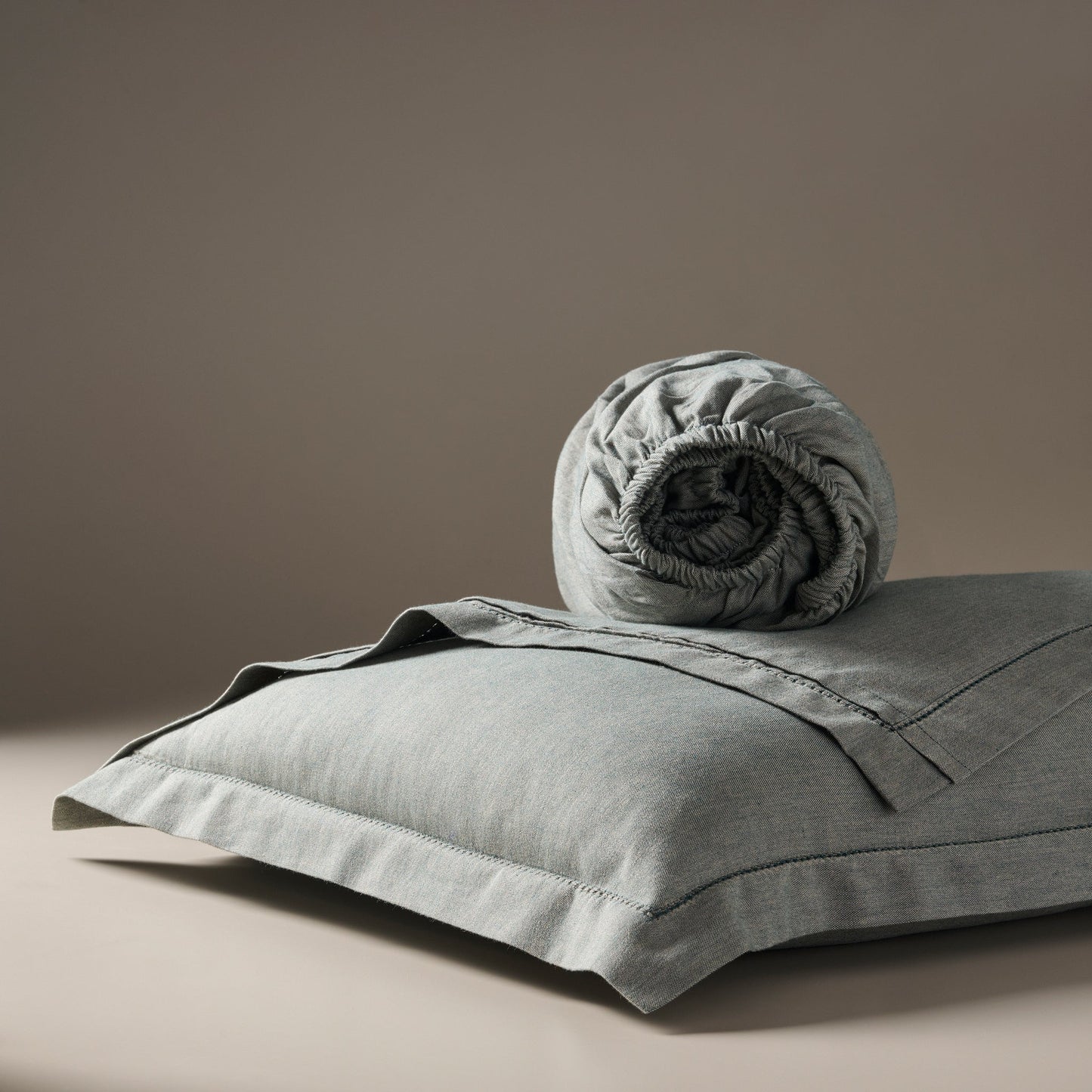 Bedsheet | Cotton Bamboo Chambray Dual-tone | Teal Glaze With 2 Pillow Shams