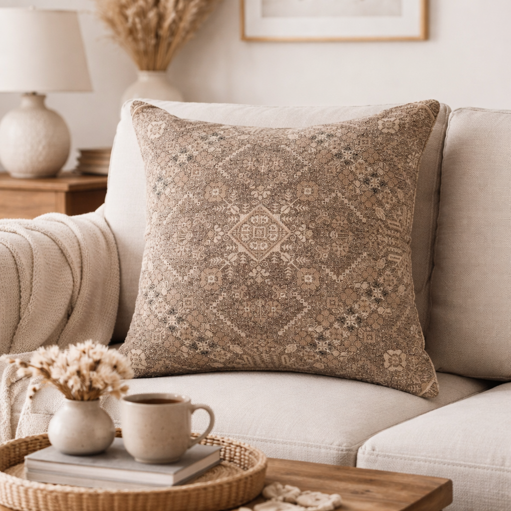 Frost Geometry Printed Cushion – 44 × 44 cm