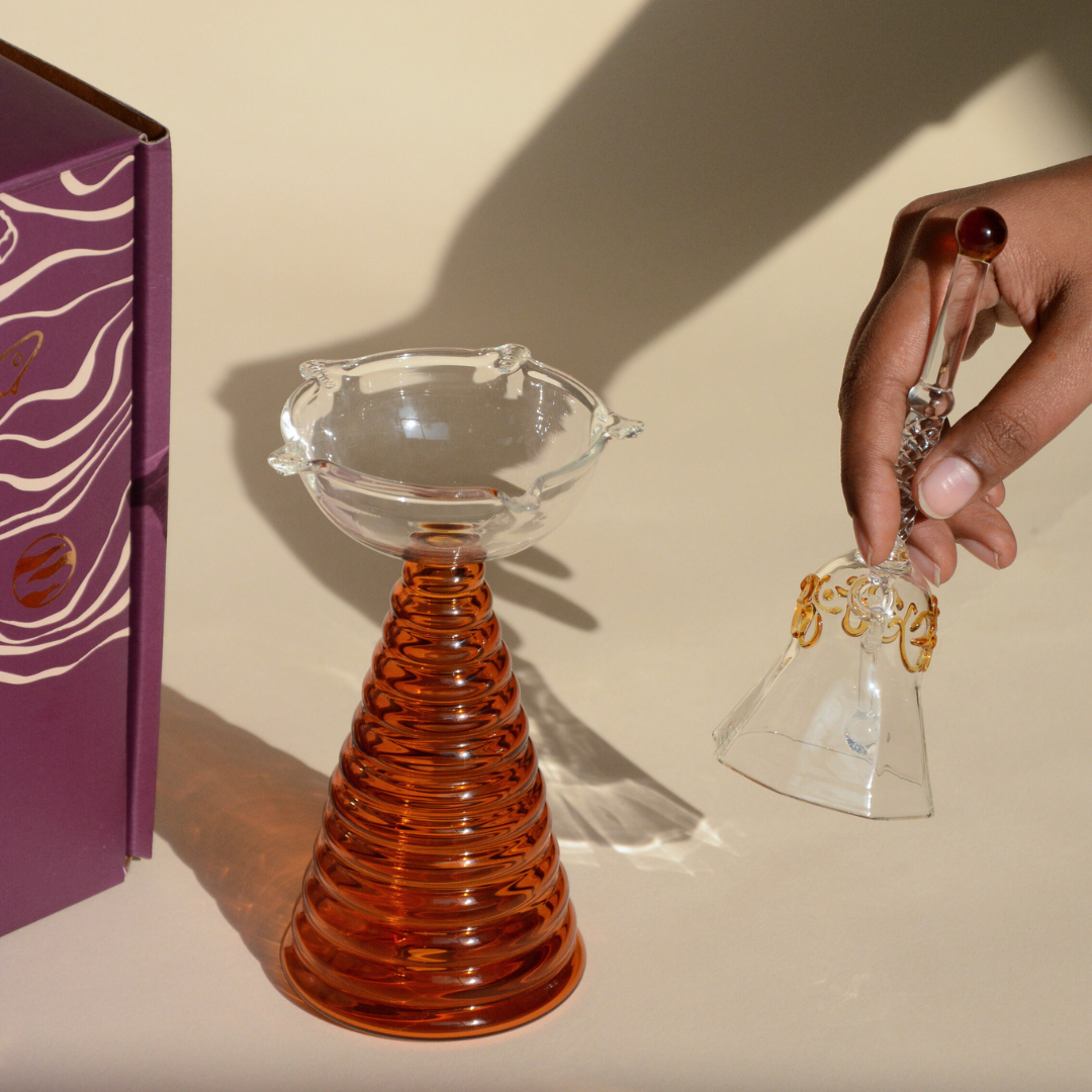 Glass Ringing Bell Candle Holder - Modern Diya Design