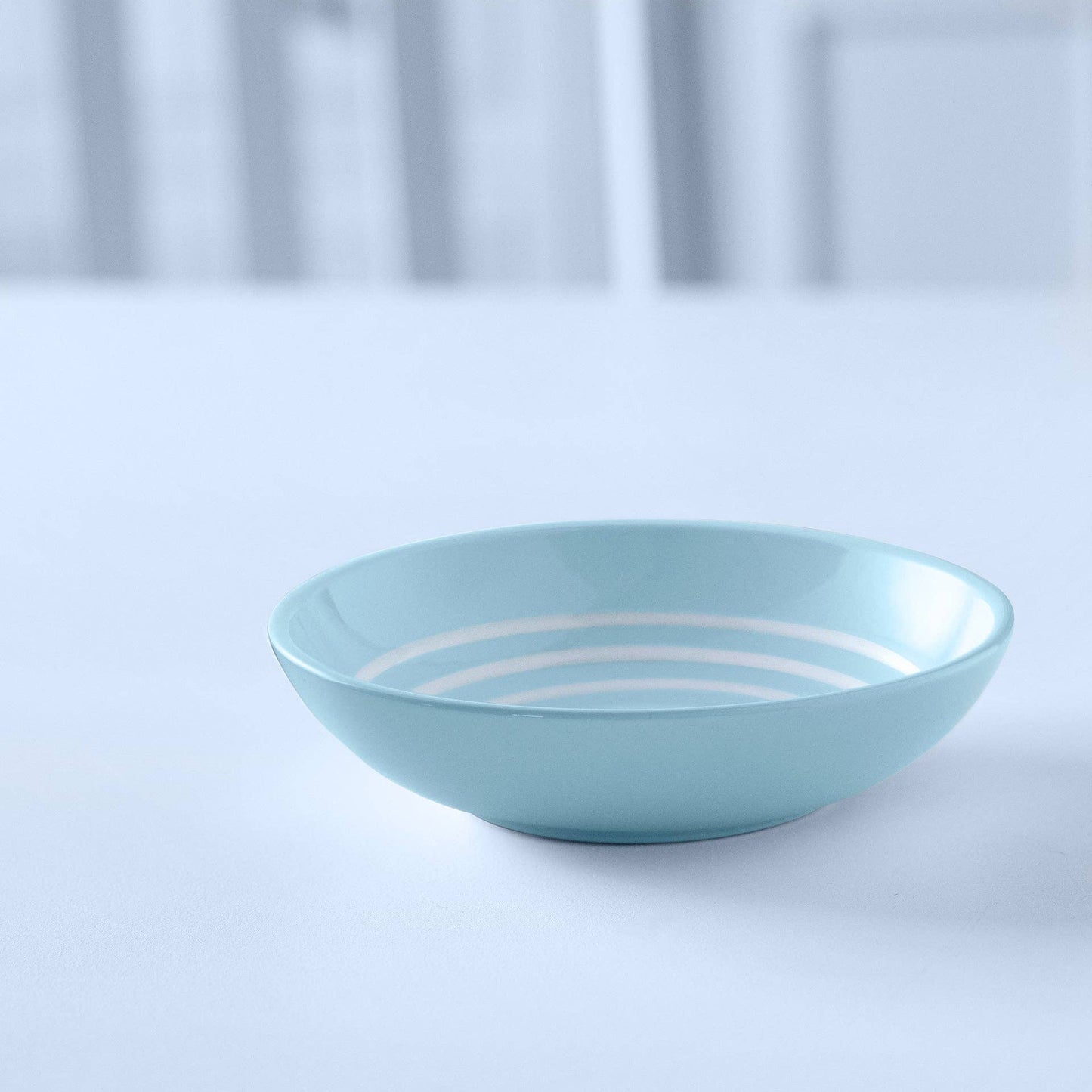 Ceramic Cereal Bowl Blue Stripes Handcrafted Durable Tableware