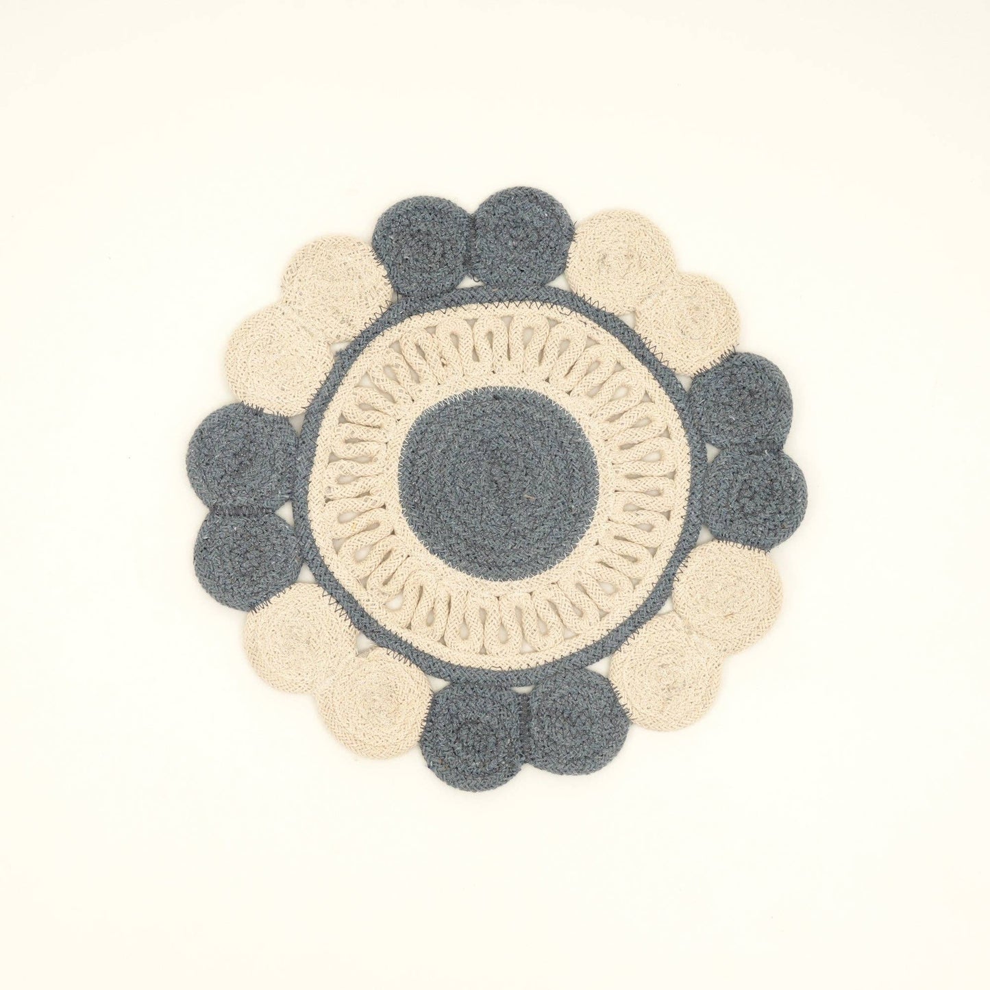 Blue Cotton Braided Placemat – Handcrafted Dining Mat