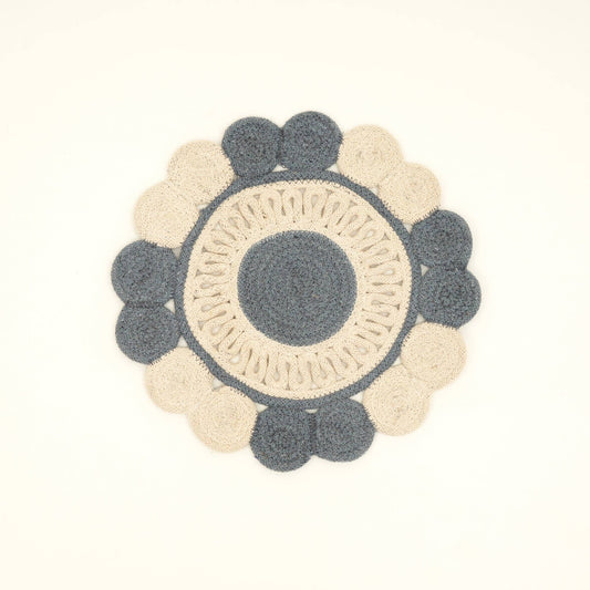 Blue Cotton Braided Placemat – Handcrafted Dining Mat
