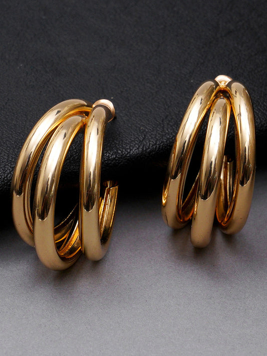 Gold-Plated Hoop Earrings – Fashion Jewelry – Secure Post Back Closure – 2.3cm Length