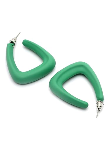 Green Half Hoop Earrings – Fashion Jewellery – Contemporary Design – Retail Pair