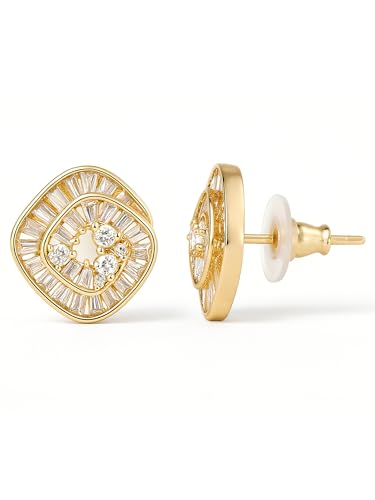 Spiral American Diamond Stud Earrings – Gold-Plated Finish – Retail Unit