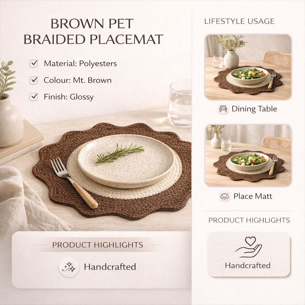 Brown Polyester Braided Placemat – Elegant Dining Mat