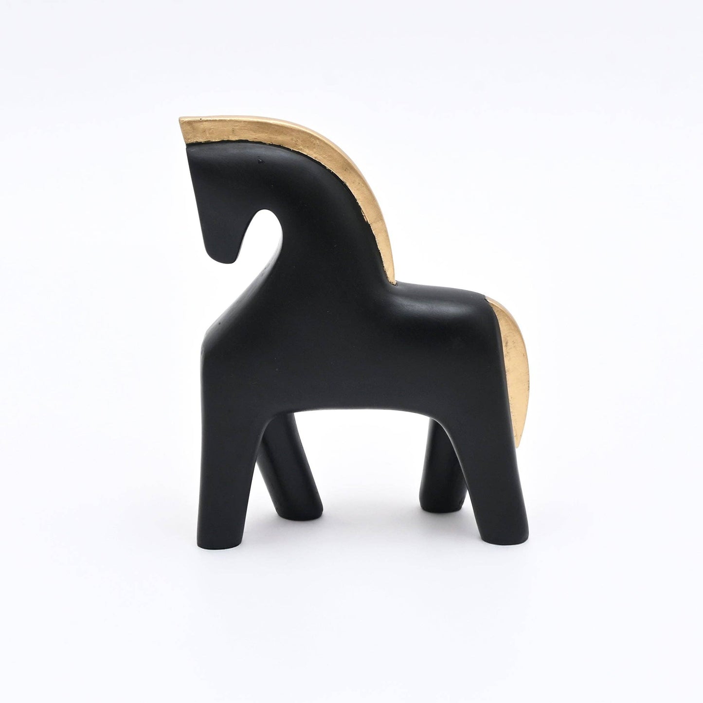 Abstract Horse Table Sculpture in Black Matte Polyresin