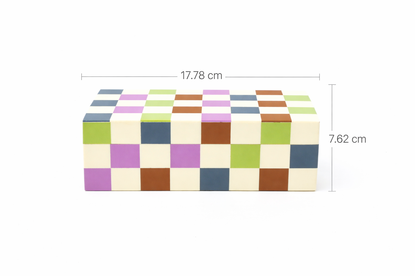 Checkered Resin Storage Box 7x5x3 Inch Glossy MDF Décor