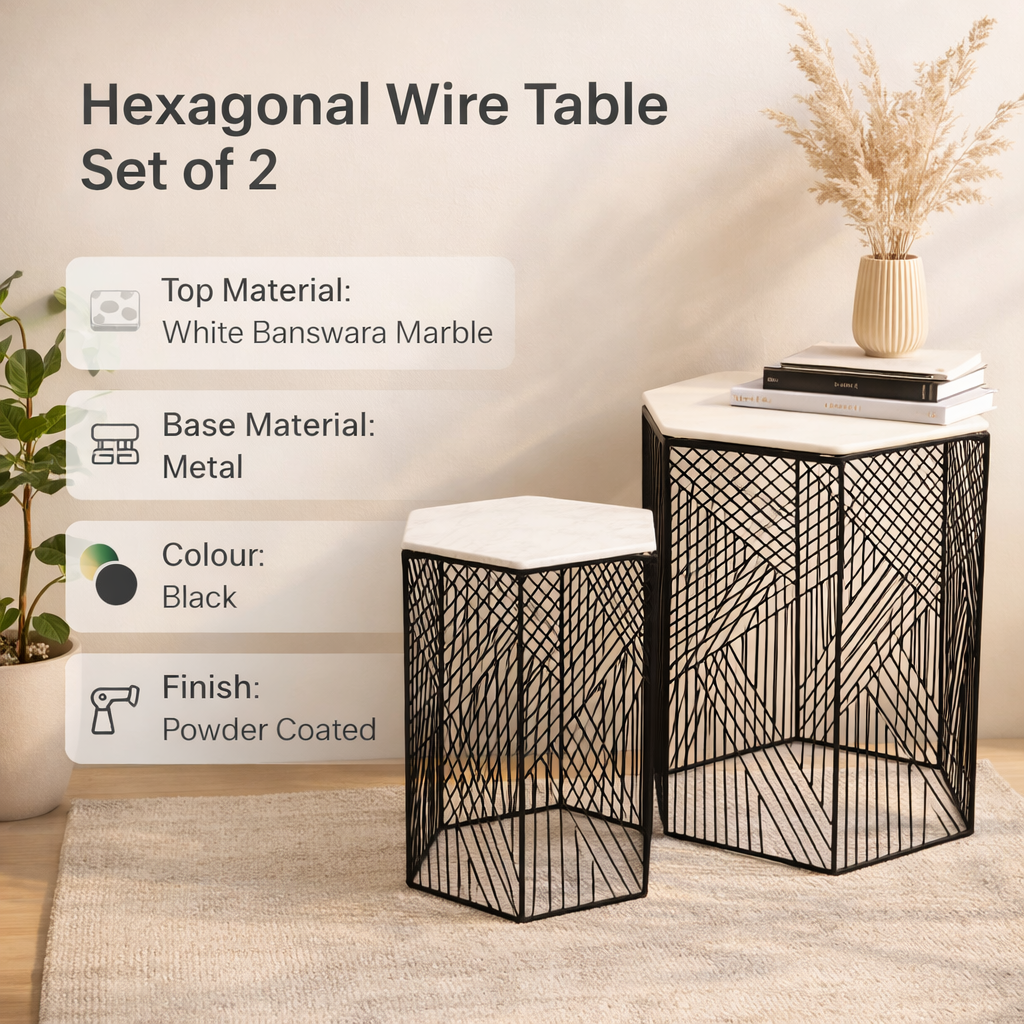 Hexagonal Marble Accent Tables – Stylish Nesting