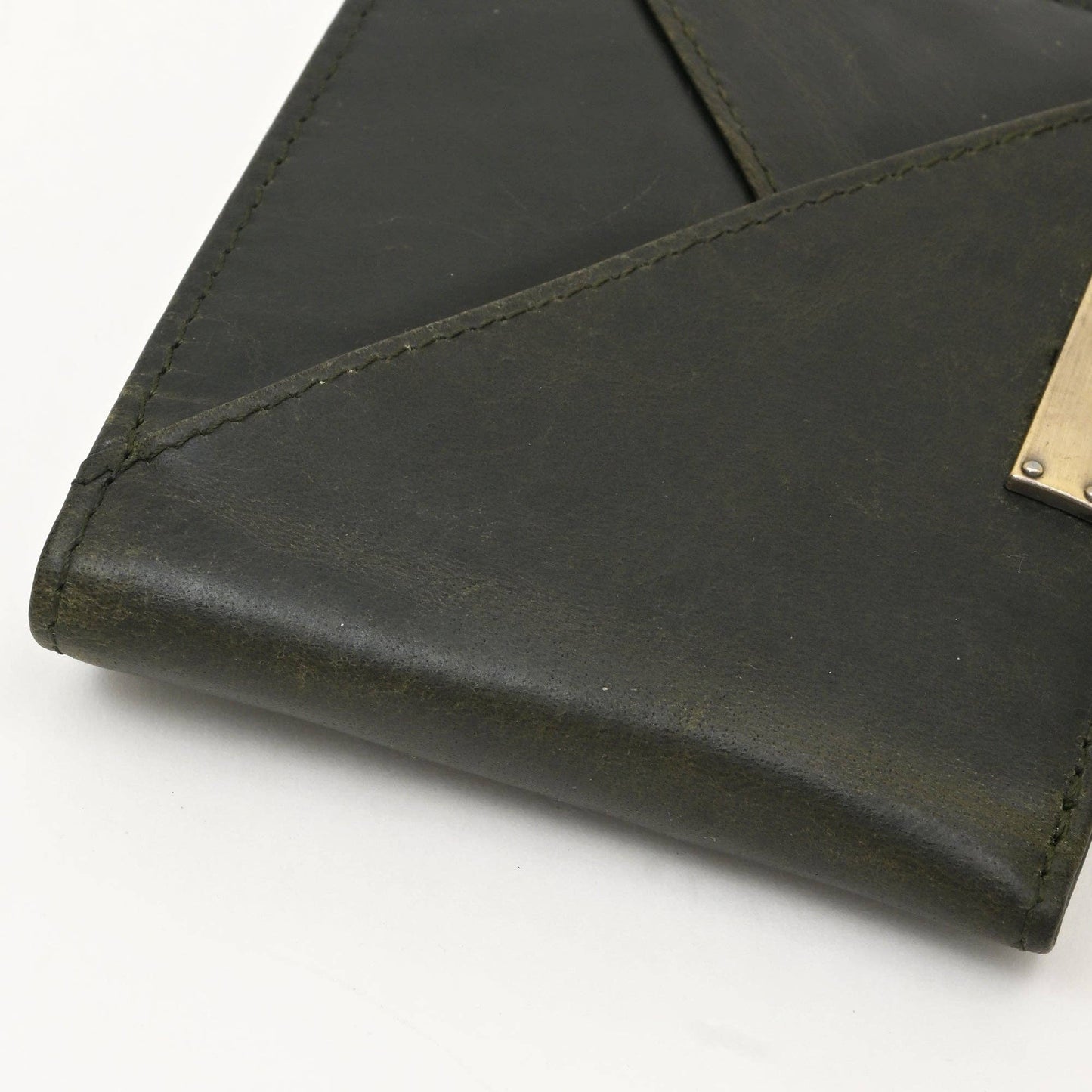 Green Full Grain Leather Wallet with Coin Pocket for Men
