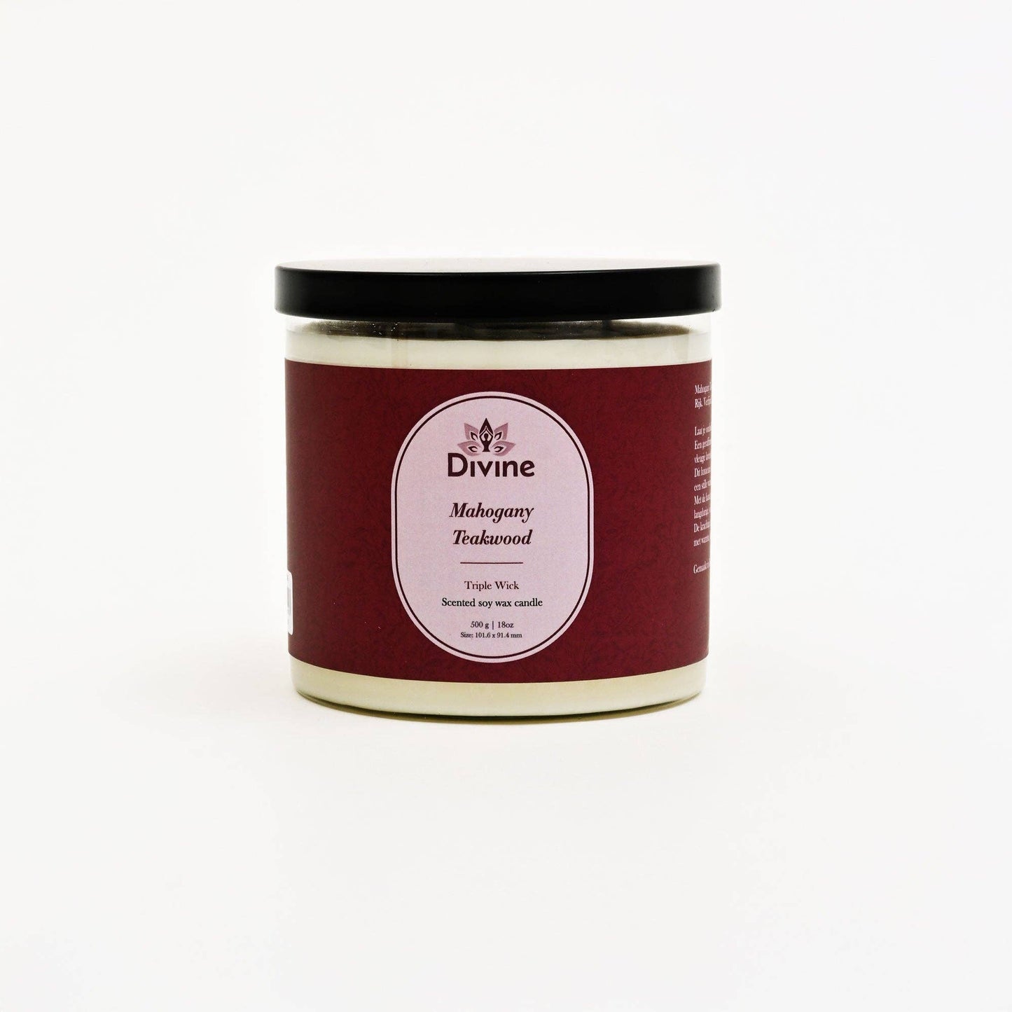 Mahogany & Teakwood Triple Wick Glass Candle – Premium Aromatic Home Décor Candle