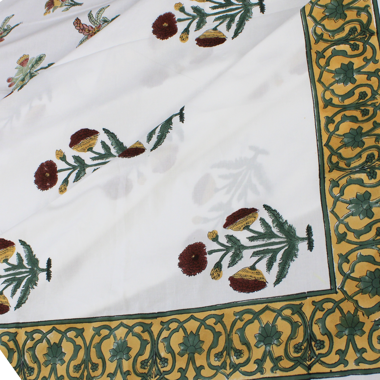 Bedsheet | Cotton Handblock Garden Print | 3 Pc Set