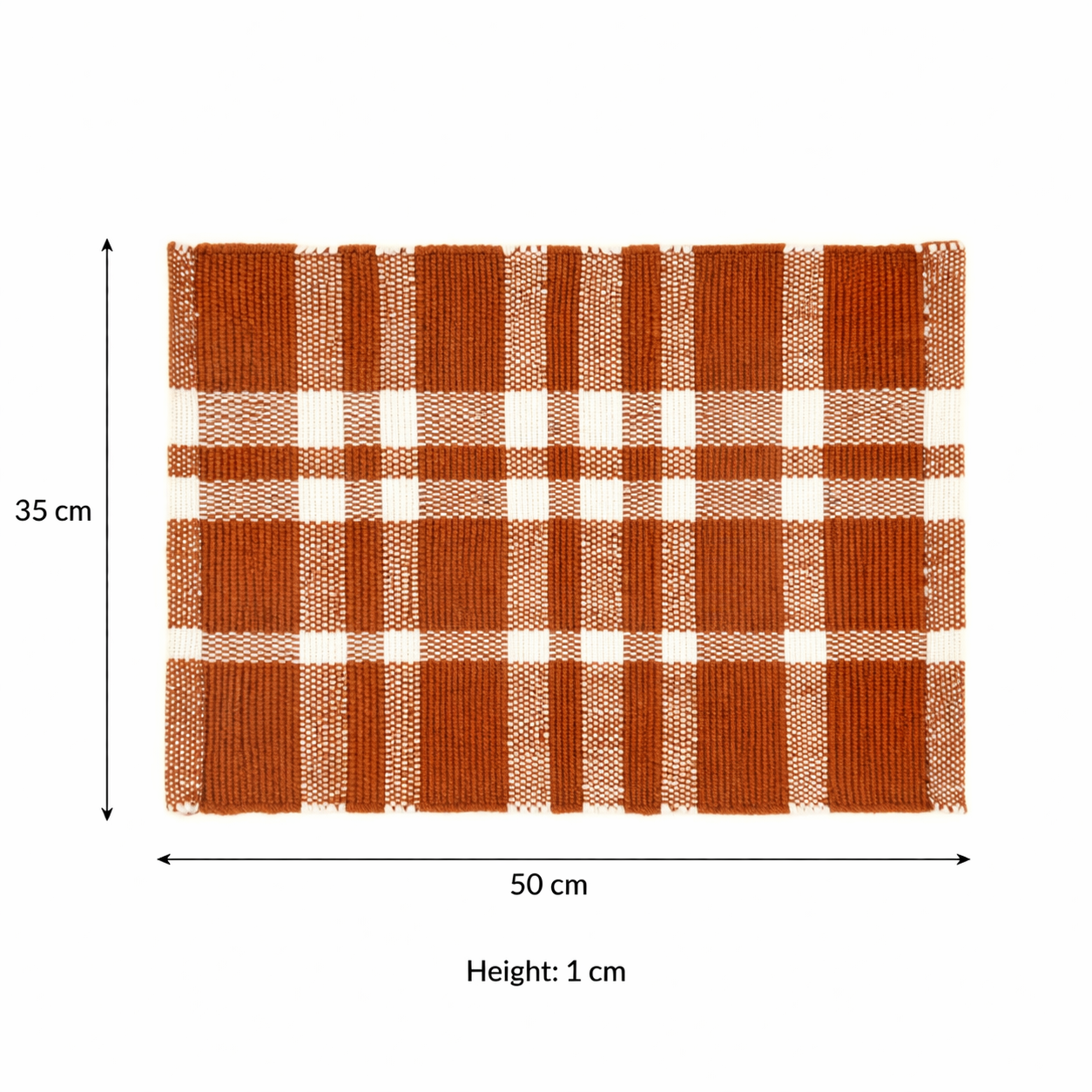 Rust Checker Stripe Placemat – Durable Polyester Table Mat for Dining and Kitchen