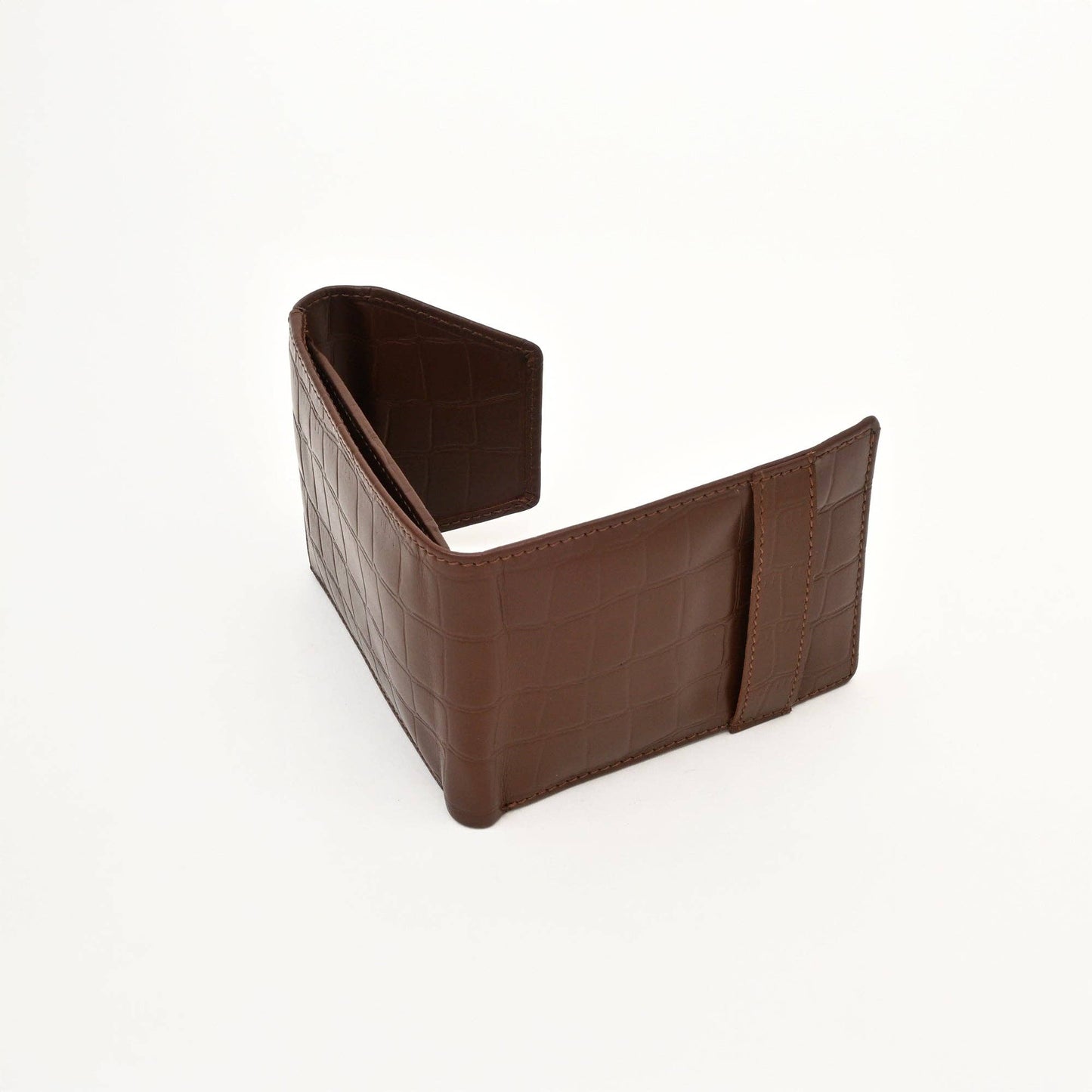 Handcrafted Brown Croc Slim Wallet – Coin & Card Slots