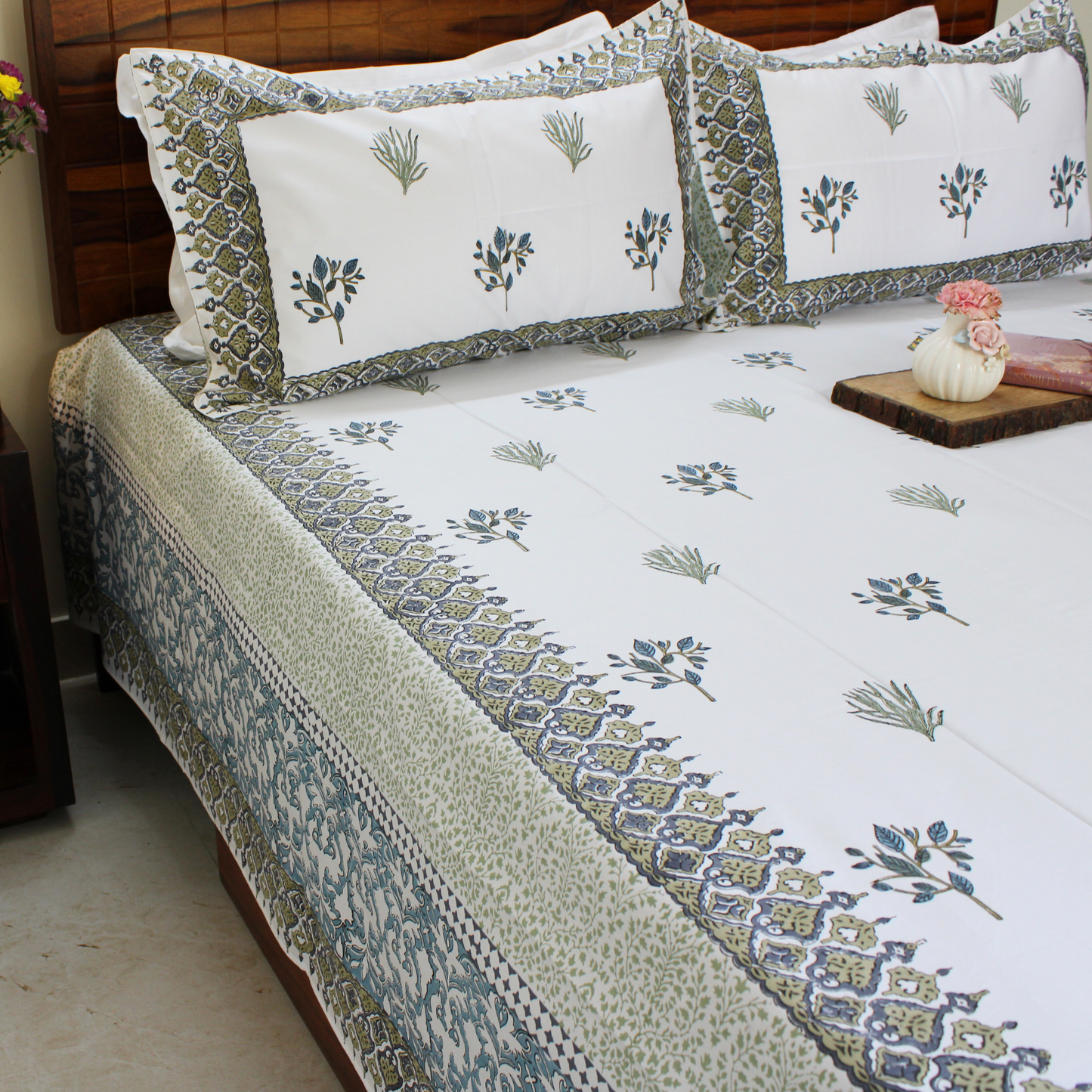 Bedsheet | Handblock Cotton Rajasthani Craft | Set of 3