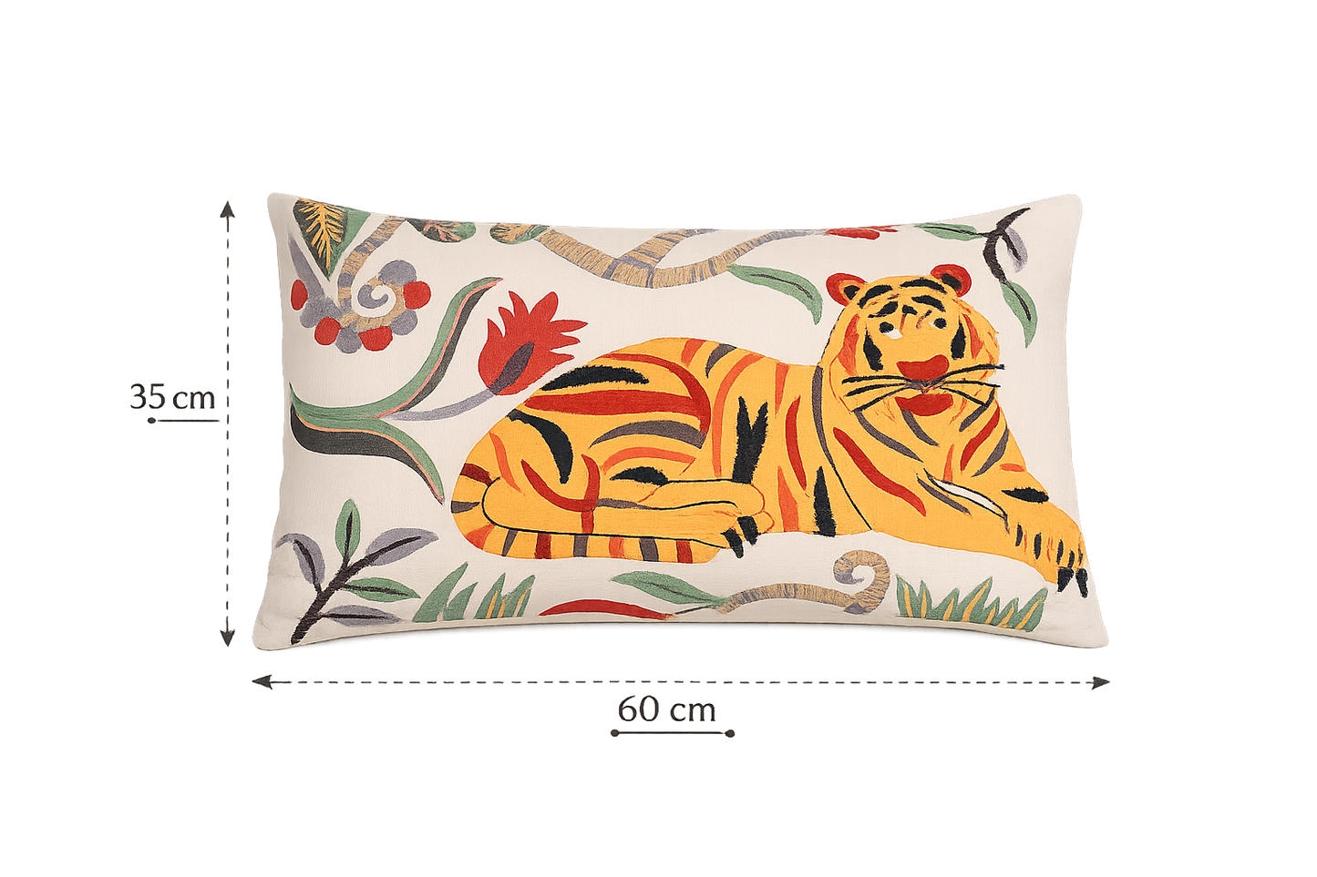 Lumbar cotton Cushion- Tiger Design- 35x60 cm