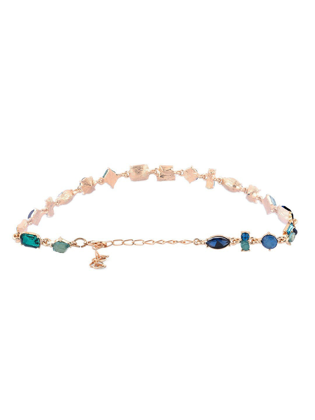 Gold-Plated Artificial Stones Studded Necklace – Contemporary Fashion Jewelry – Alloy & Artificial Stones – 19 cm Length
