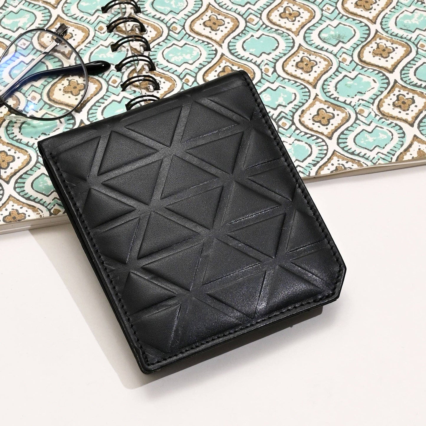 Slim Black Napa Leather Men's Wallet – Croc Pattern