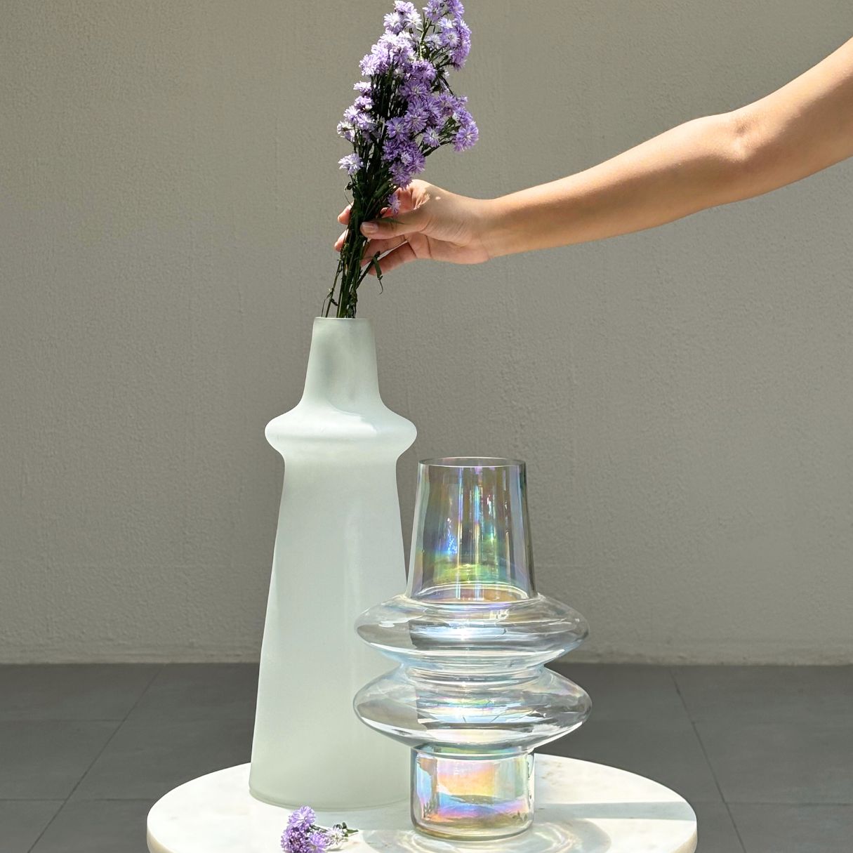 Frosted Glass Vase For Long Stems - 3 Colors