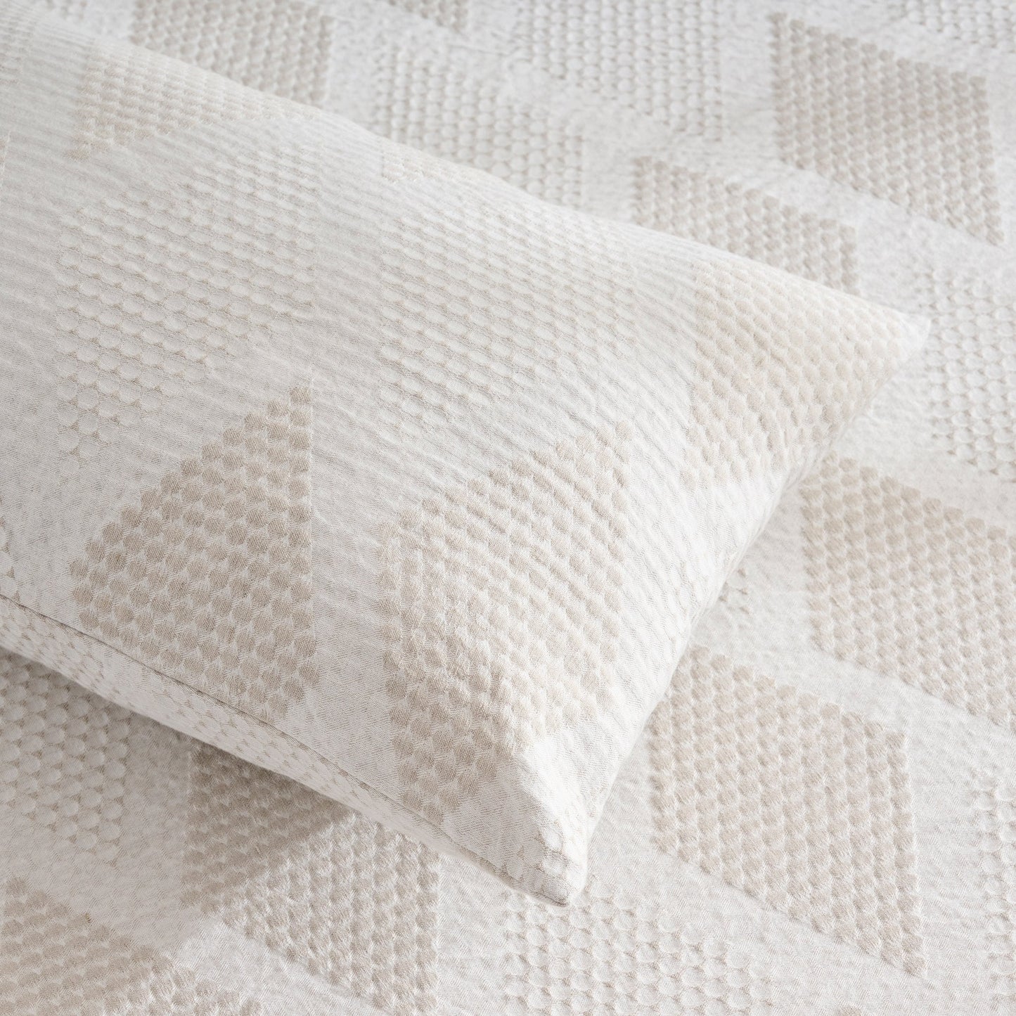 Bed Cover | Cotton Linen Jacquard Pearly | King & Queen Sizes with Cushion