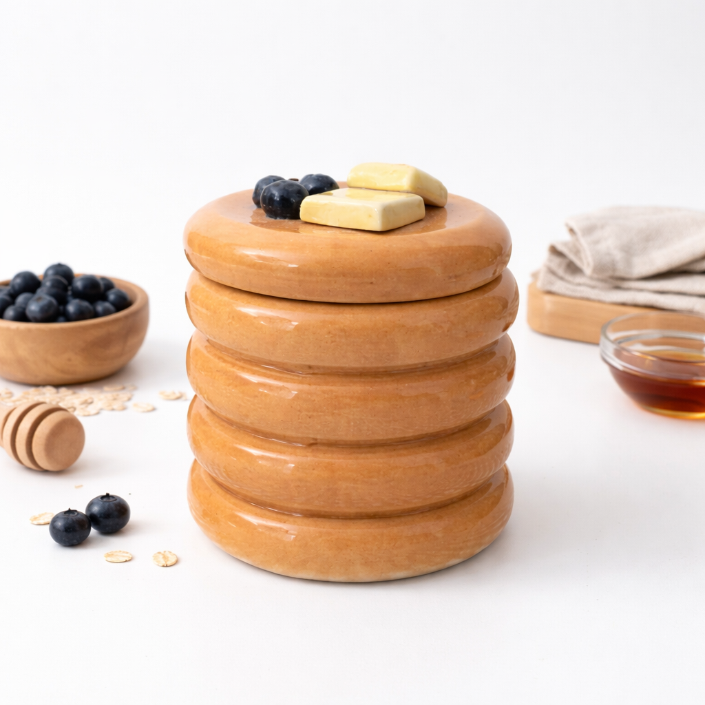 Storage Jar | Ceramic Sculpted Pancake Stack