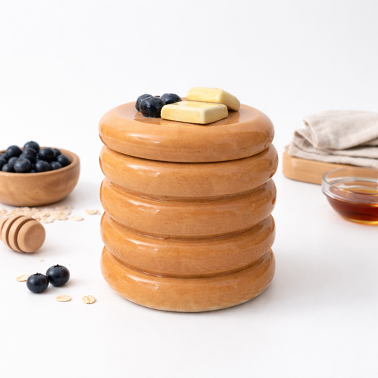 Storage Jar | Ceramic Sculpted Pancake Stack