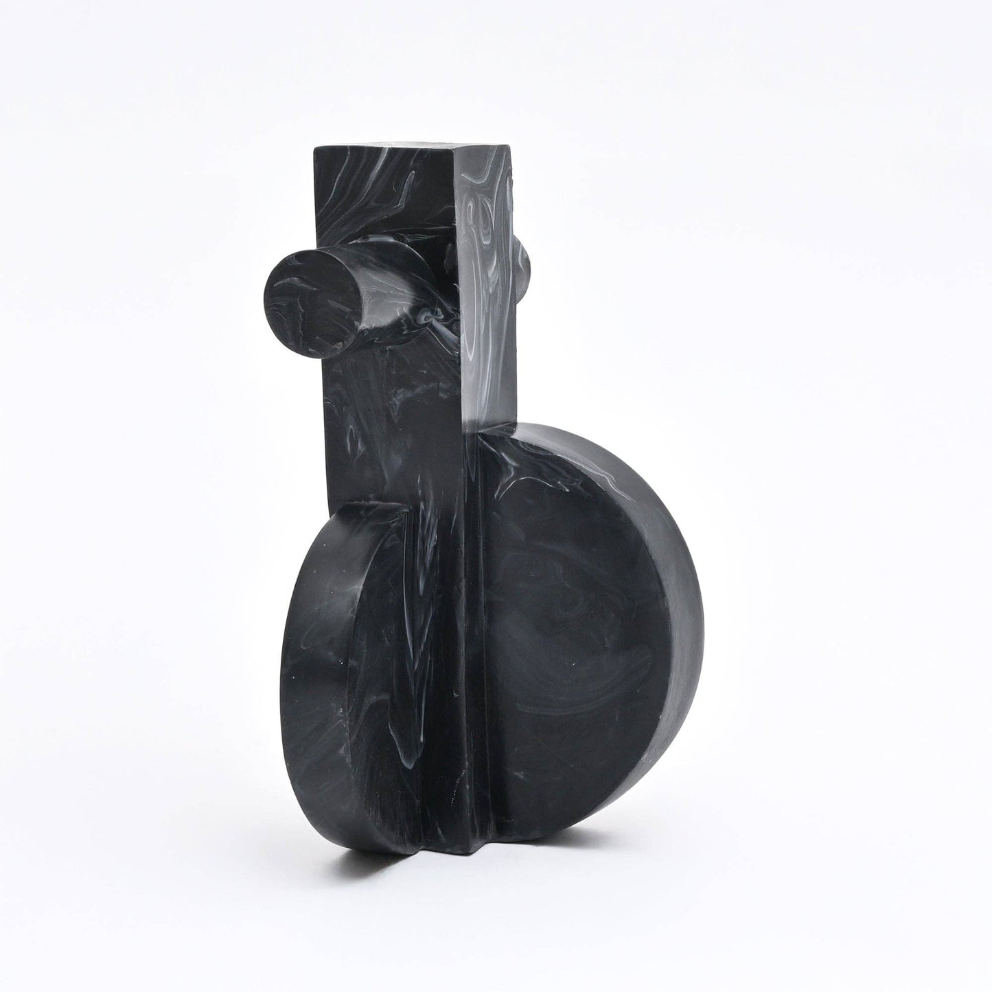 Modern Abstract Balance Sculpture in Black Matte Polyresin