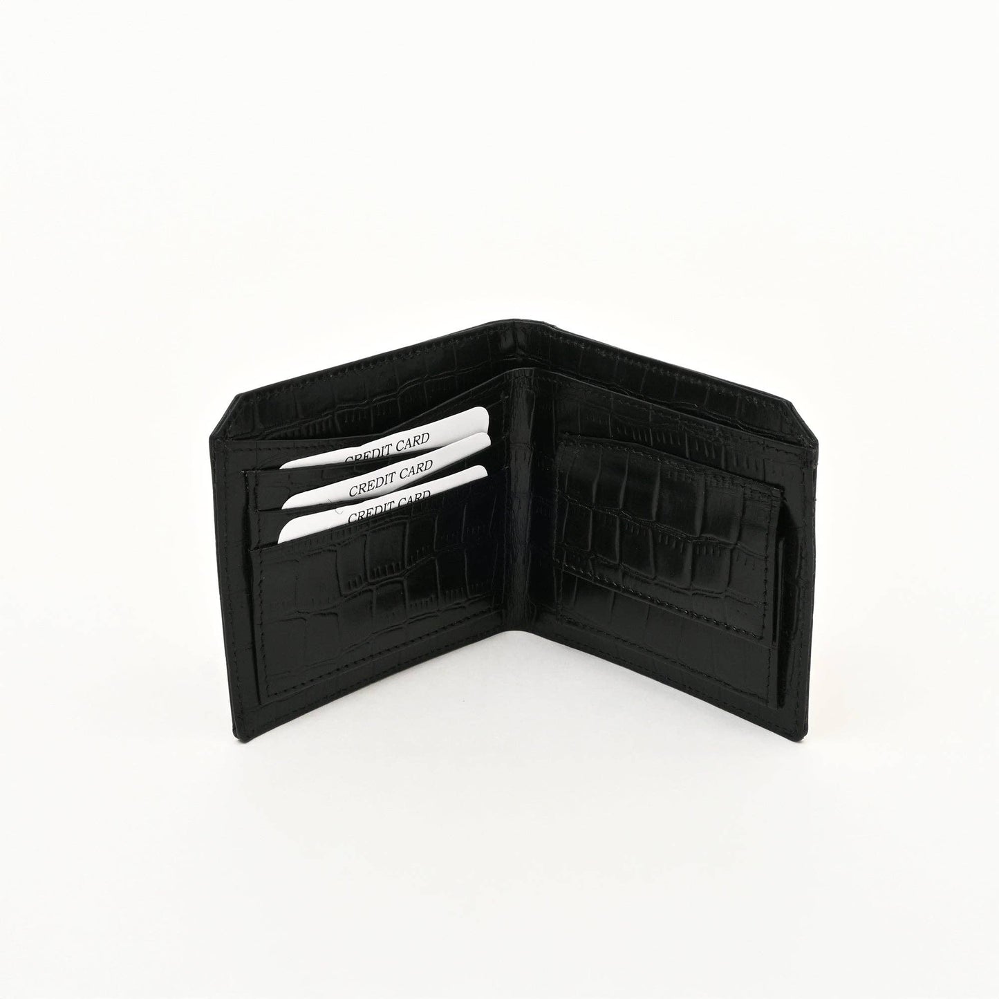 Slim Black Croc Leather Wallet – Elegant & Functional