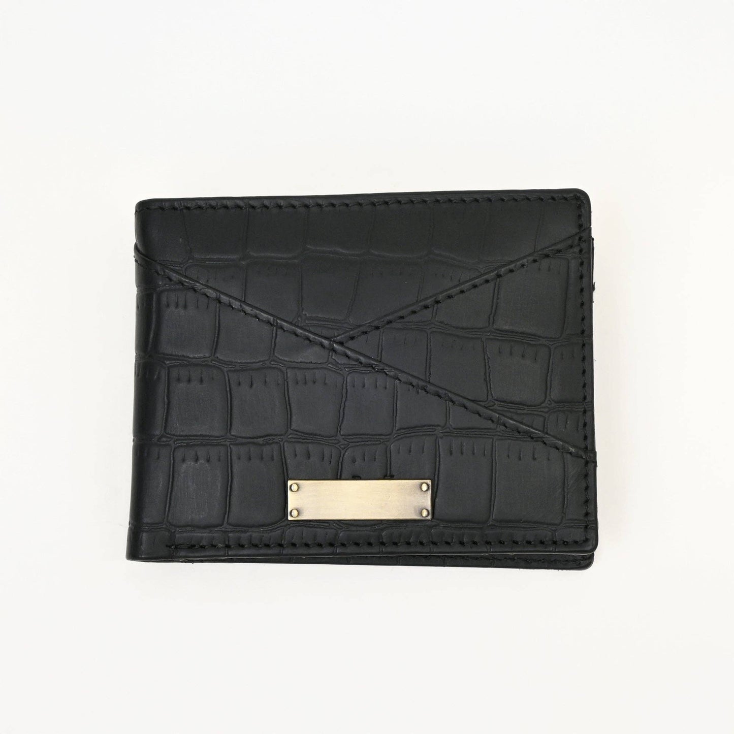 Premium Black Croc Look Napa Leather Wallet – Slim Design