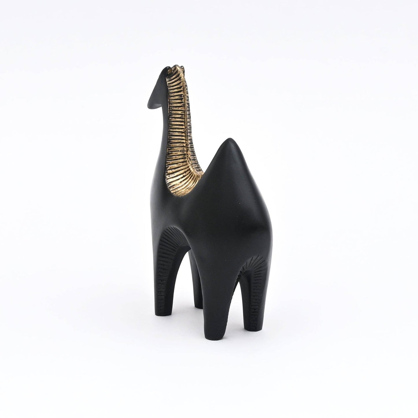Modern Pasture Camel Sculpture in Black Matte Polyresin