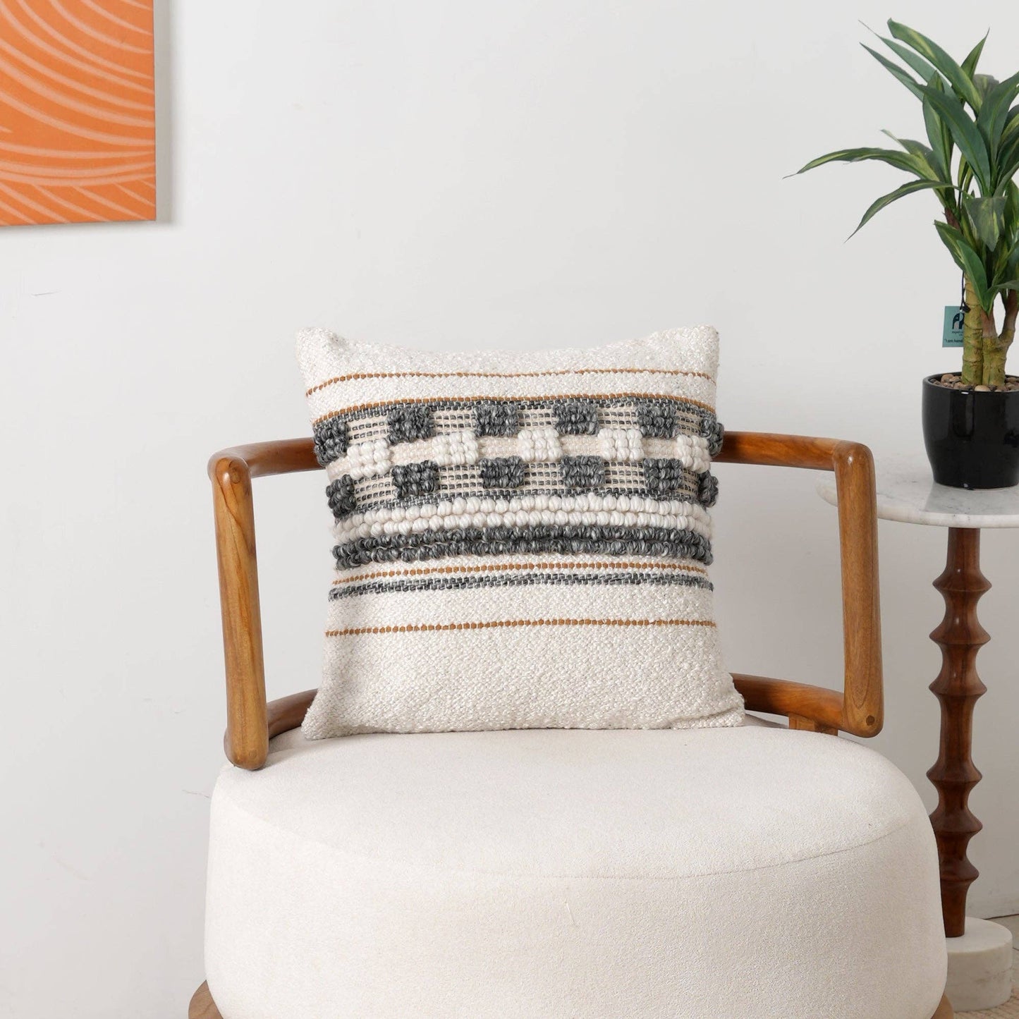 Multi-Colour Handwoven Textured Cushion with filler 45x45 cm