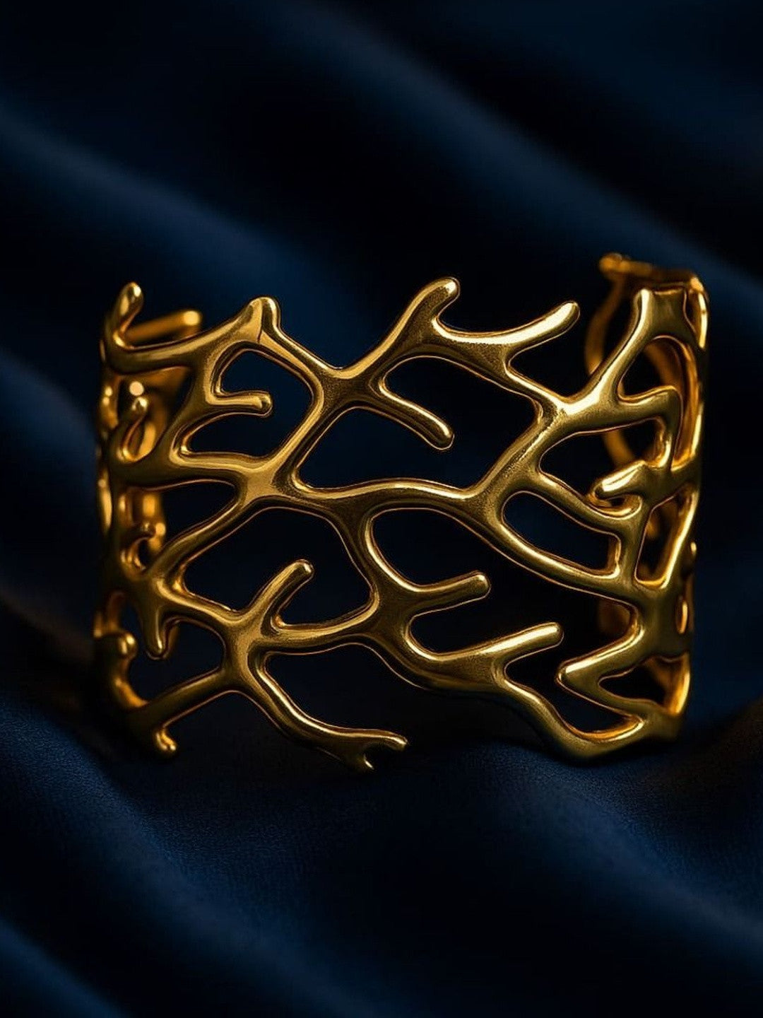 Stainless Steel Gold Plated Cuff Bracelet – Jewellery Accessory – Durable Slip-On Design – 20.3 cm
