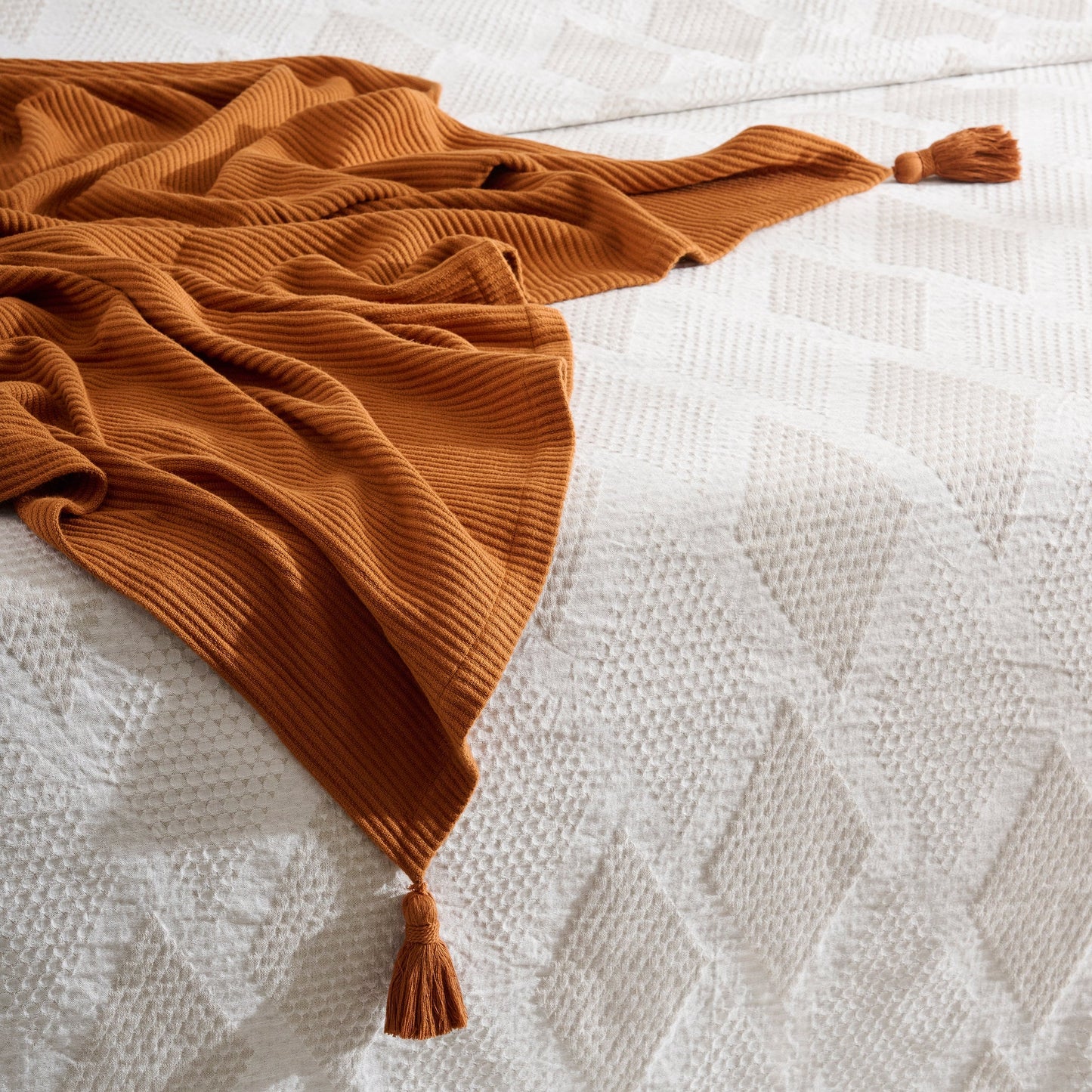 Throw Blanket | Cotton Bamboo Cord Rib | | Corn Row
