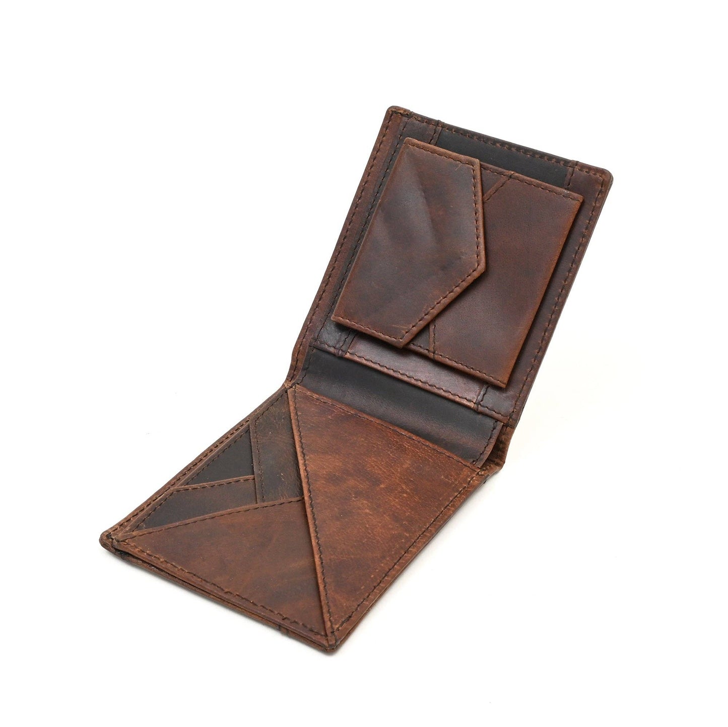 Brown Full-Grain Men’s Wallet with Coin Pocket & 4Slots