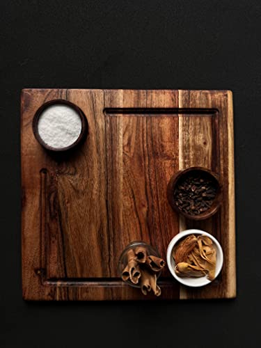 Acacia Wood Cheese & Serving Platter – Charcuterie Board – Natural Food-Safe Finish – 10x10 Inch