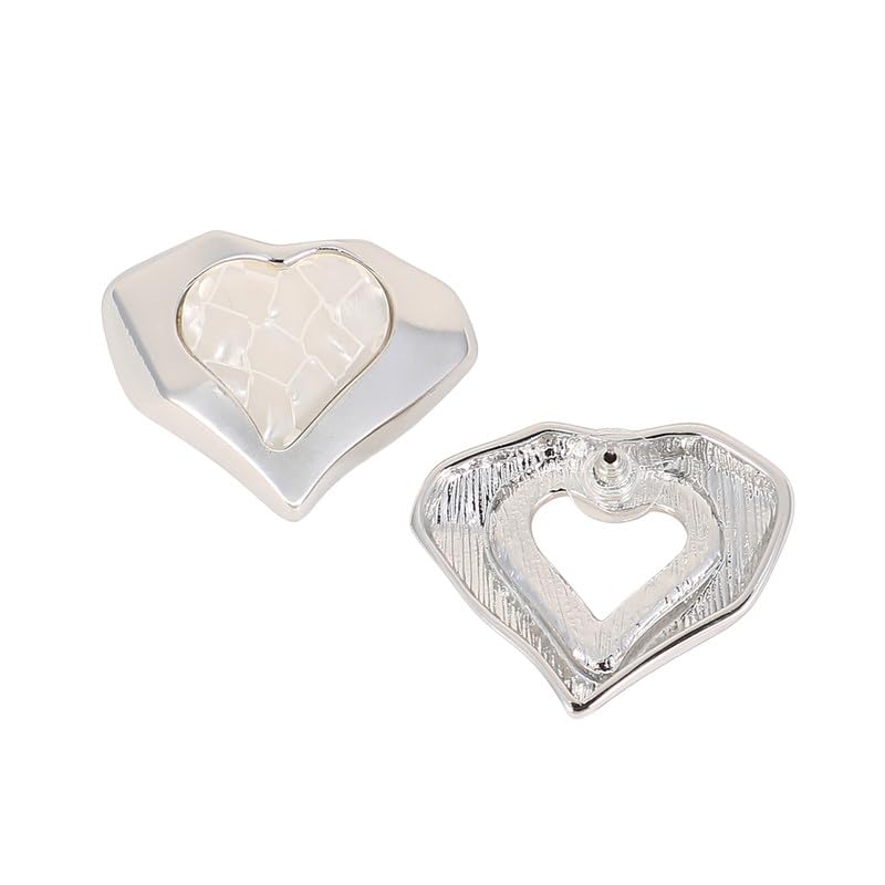 Coeur-Edge Stud Earrings – Fashion Earrings – Artificial Stone Alloy, Push Back – One-Size