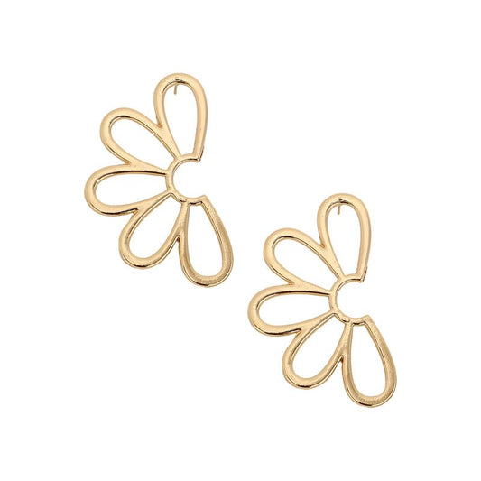 Semi-Flora Drop Earrings – Fashion Jewellery – Alloy, Gold Tone – Push Back Closure
